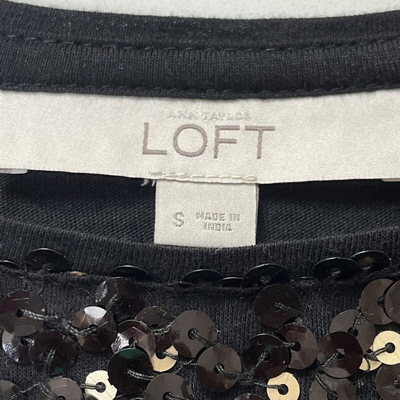 Loft sequins mixed media tank top black sz S - Picture 6 of 9